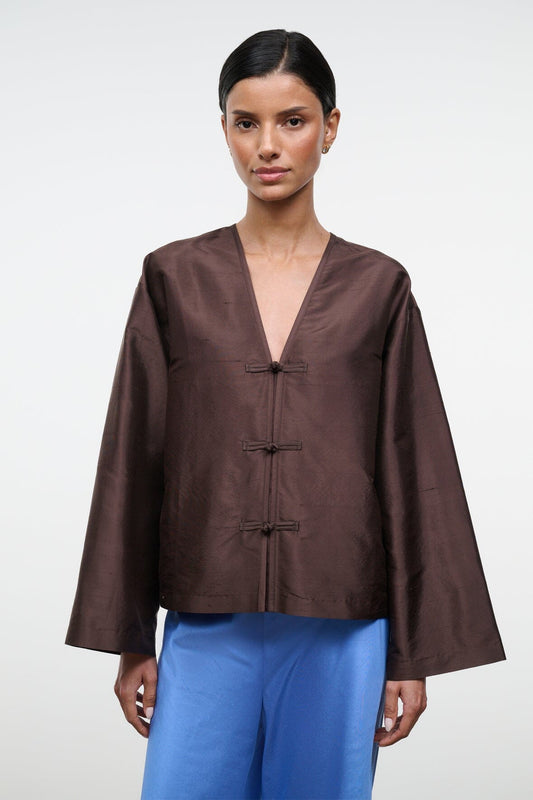 Vito Silk Top Earth | STAUD Latest