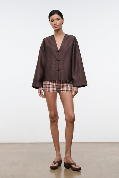 Vito Silk Top Earth | STAUD Latest