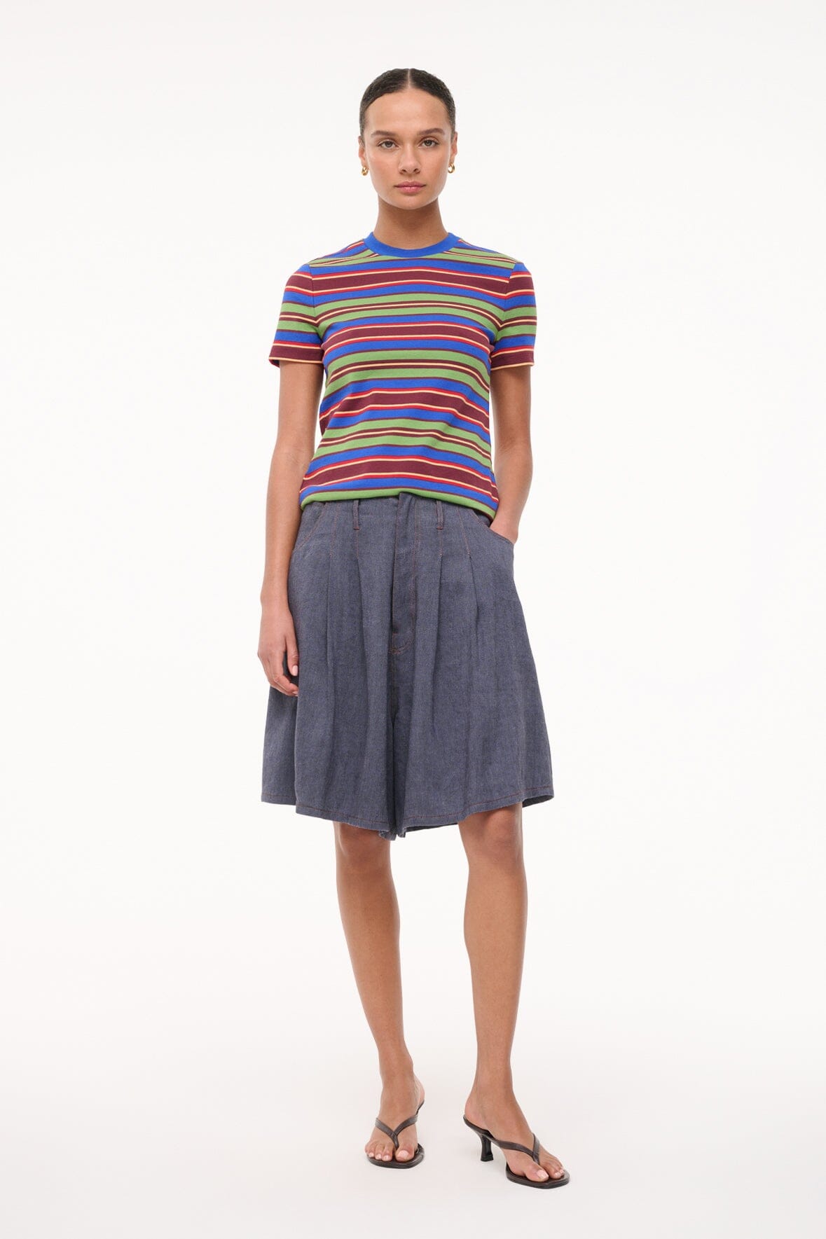 Weekend Crew Tee Spectrum Stripe | STAUD Featured