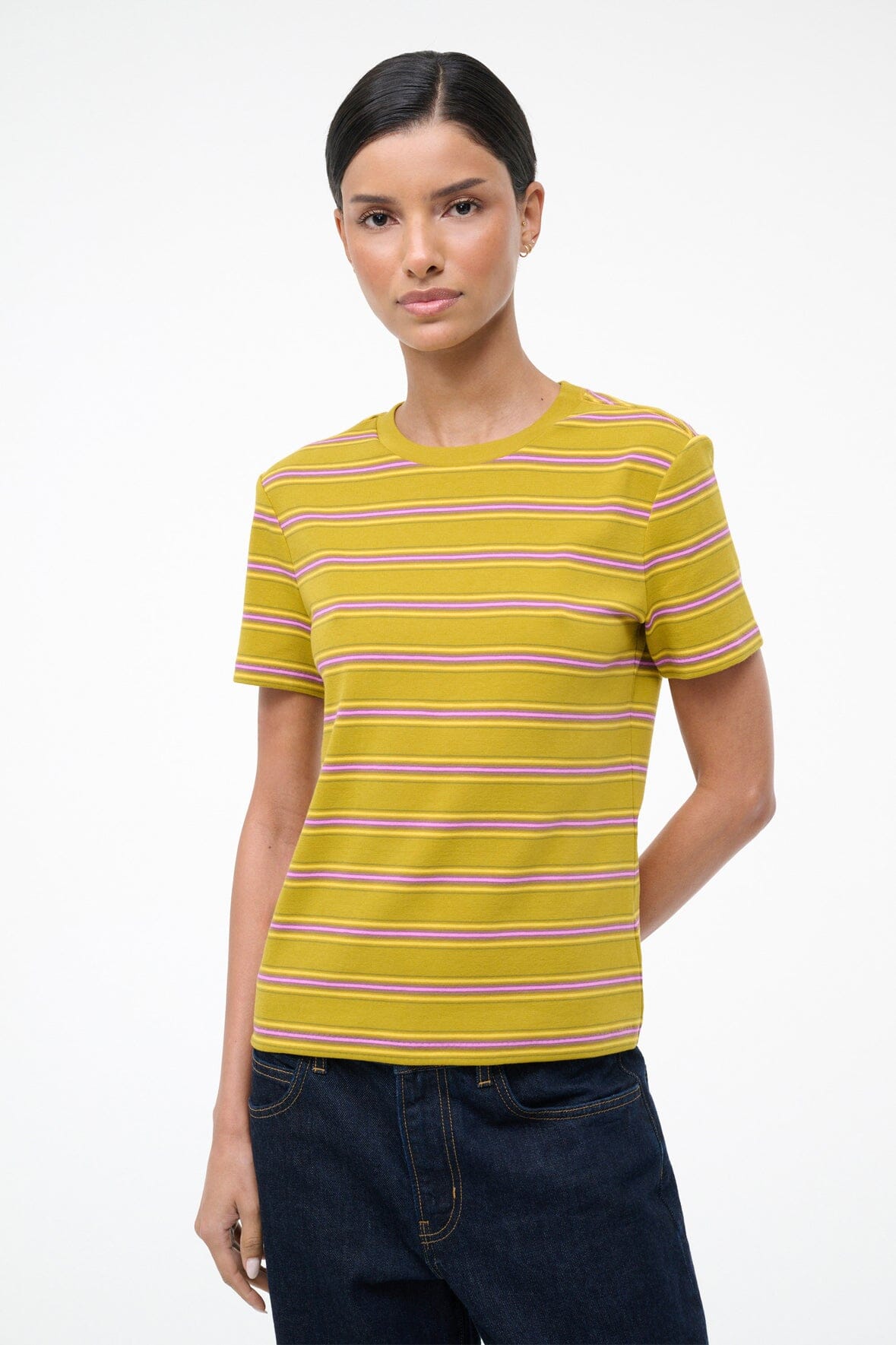 Weekend Crew Tee Spectrum Stripe | STAUD Top Pick