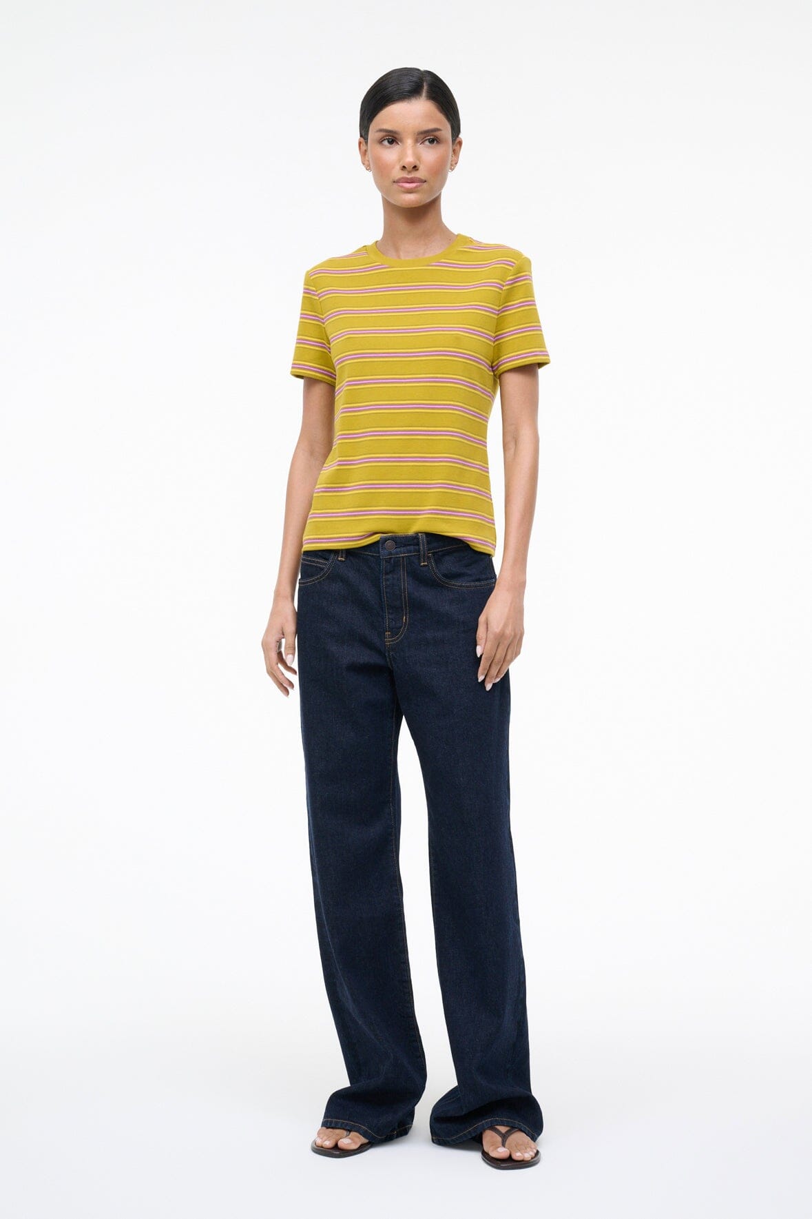 Weekend Crew Tee Spectrum Stripe | STAUD Top Pick