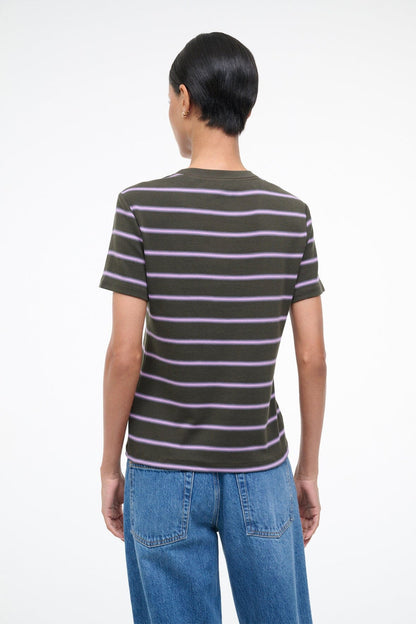 Weekend Crew Tee Pine Stripe | STAUD Signature