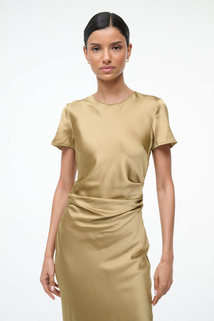 Marcel Silk Dress Antique | STAUD Quality