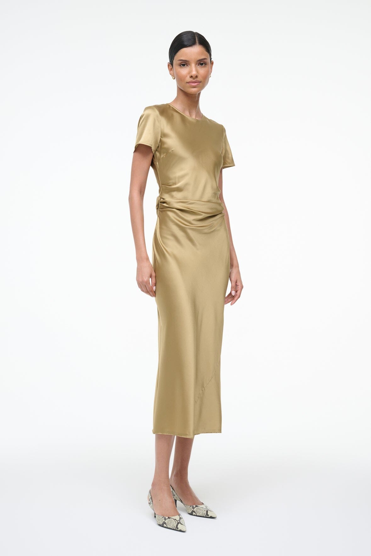 Marcel Silk Dress Antique | STAUD Quality
