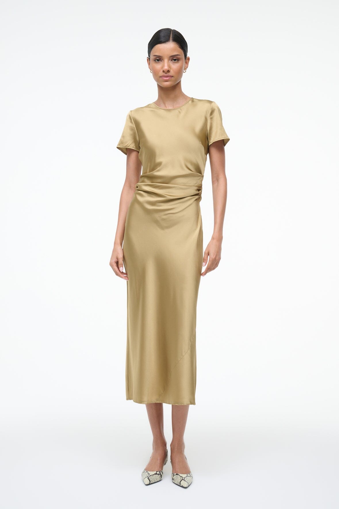 Marcel Silk Dress Antique | STAUD Quality