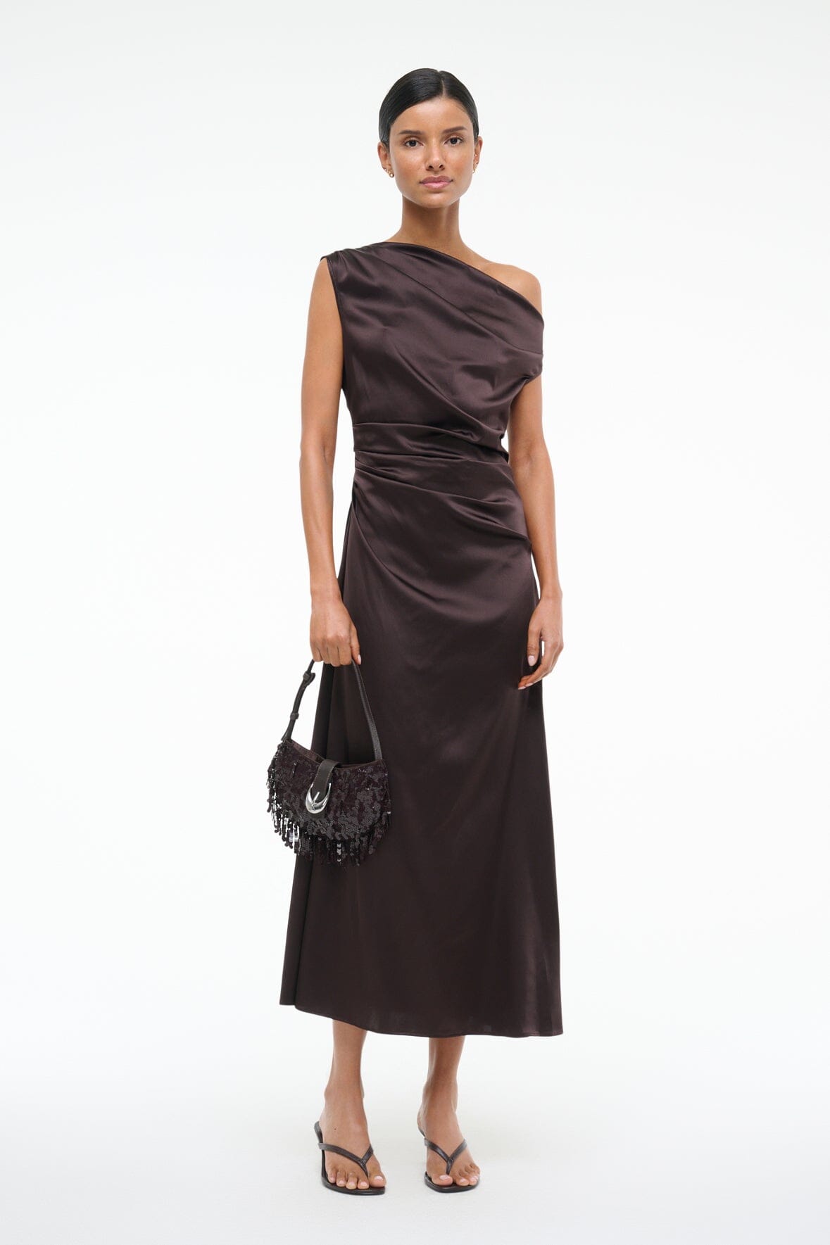 Phare Silk Dress Earth | STAUD Discount