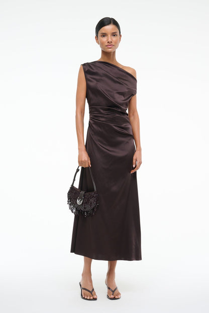 Phare Silk Dress Earth | STAUD Discount