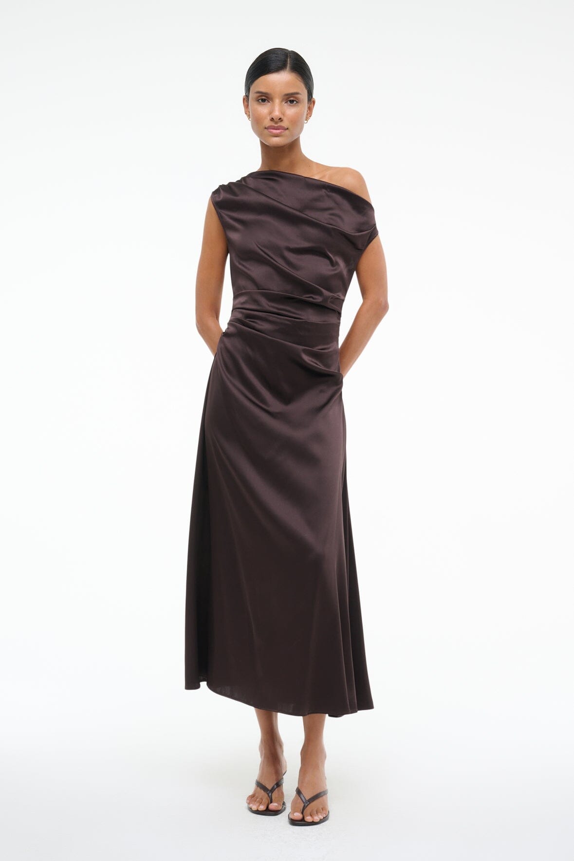Phare Silk Dress Earth | STAUD Discount