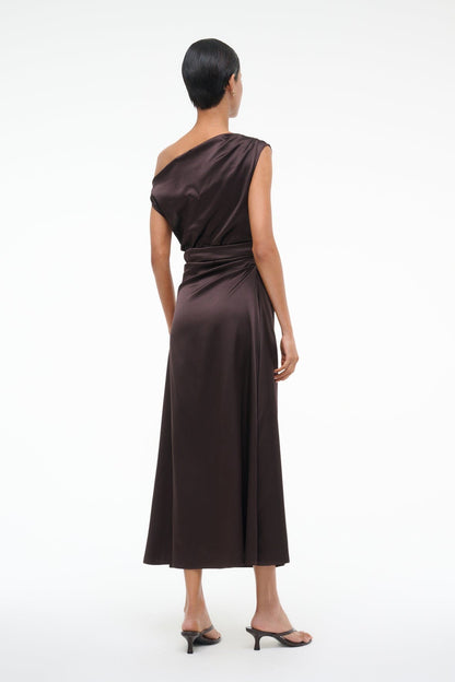 Phare Silk Dress Earth | STAUD Discount