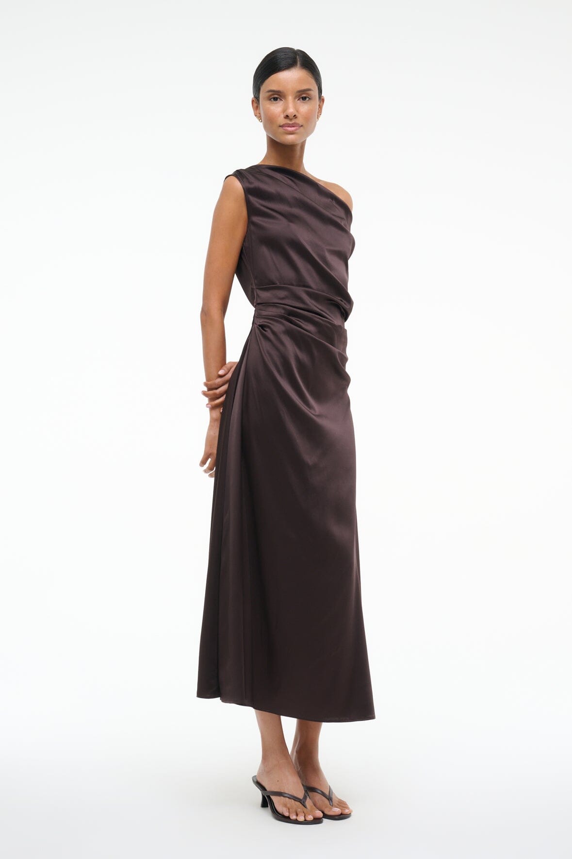 Phare Silk Dress Earth | STAUD Discount