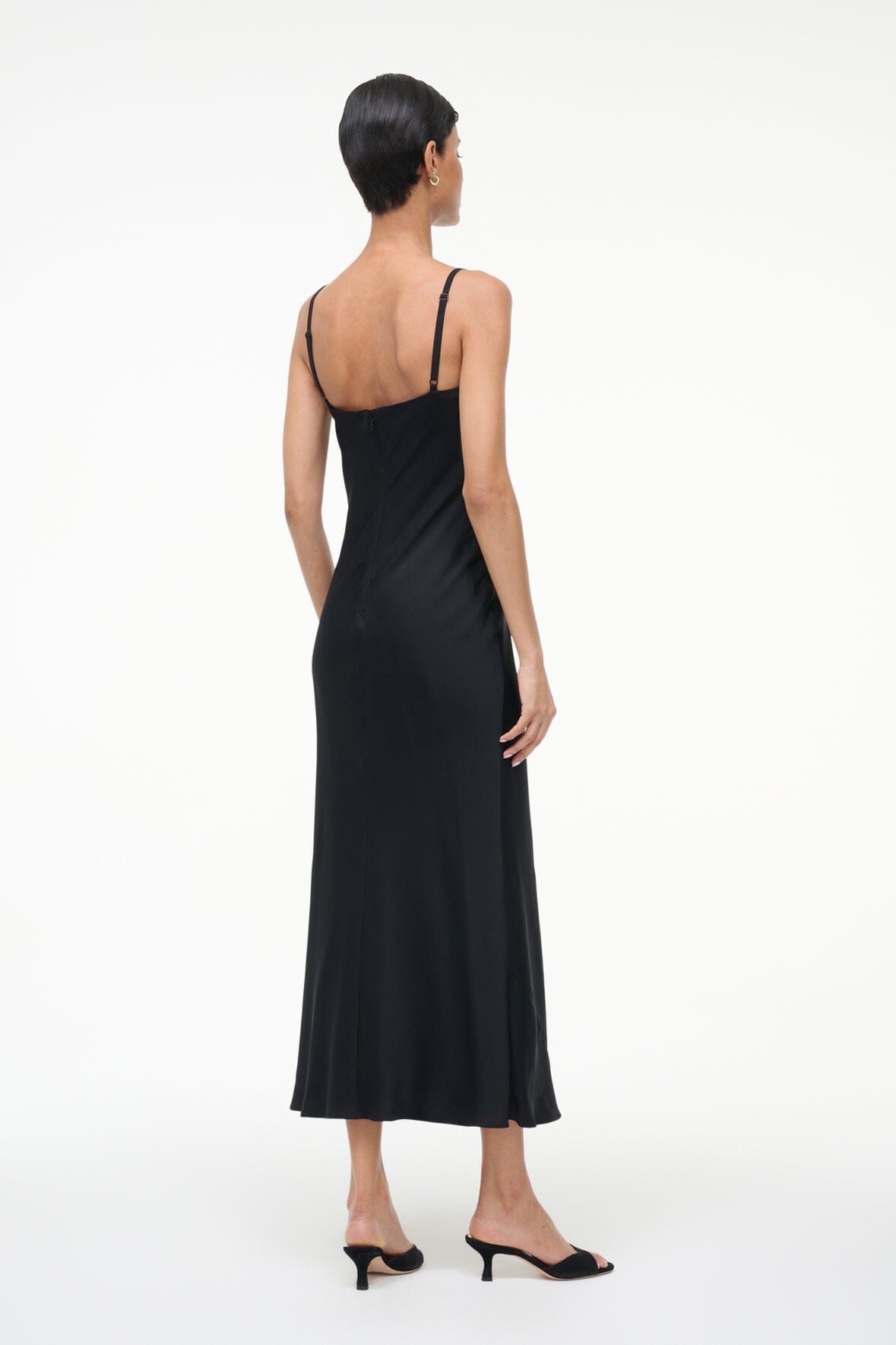 Evangeline Silk Midi Dress Black | STAUD Discount