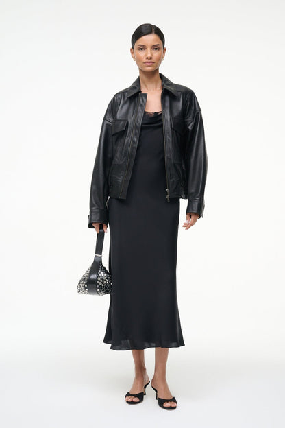 Evangeline Silk Midi Dress Black | STAUD Discount