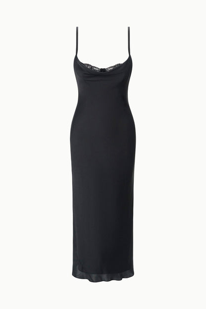 Evangeline Silk Midi Dress Black | STAUD Discount