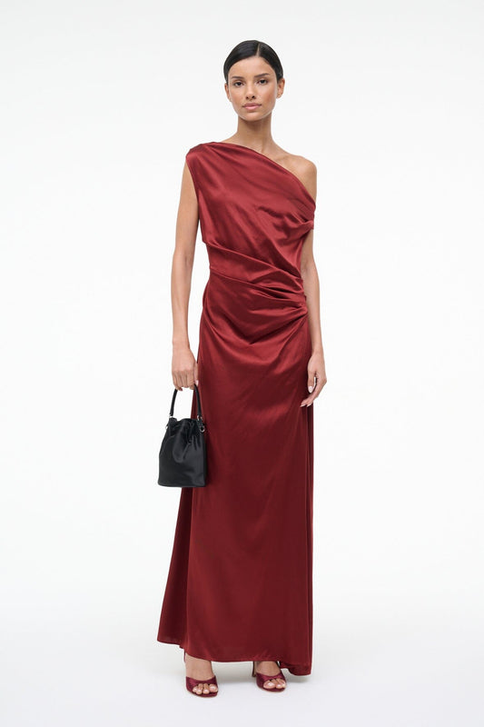 Maxi Phare Silk Dress Sangria | STAUD Premium