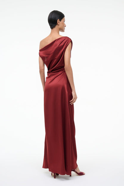 Maxi Phare Silk Dress Sangria | STAUD Premium