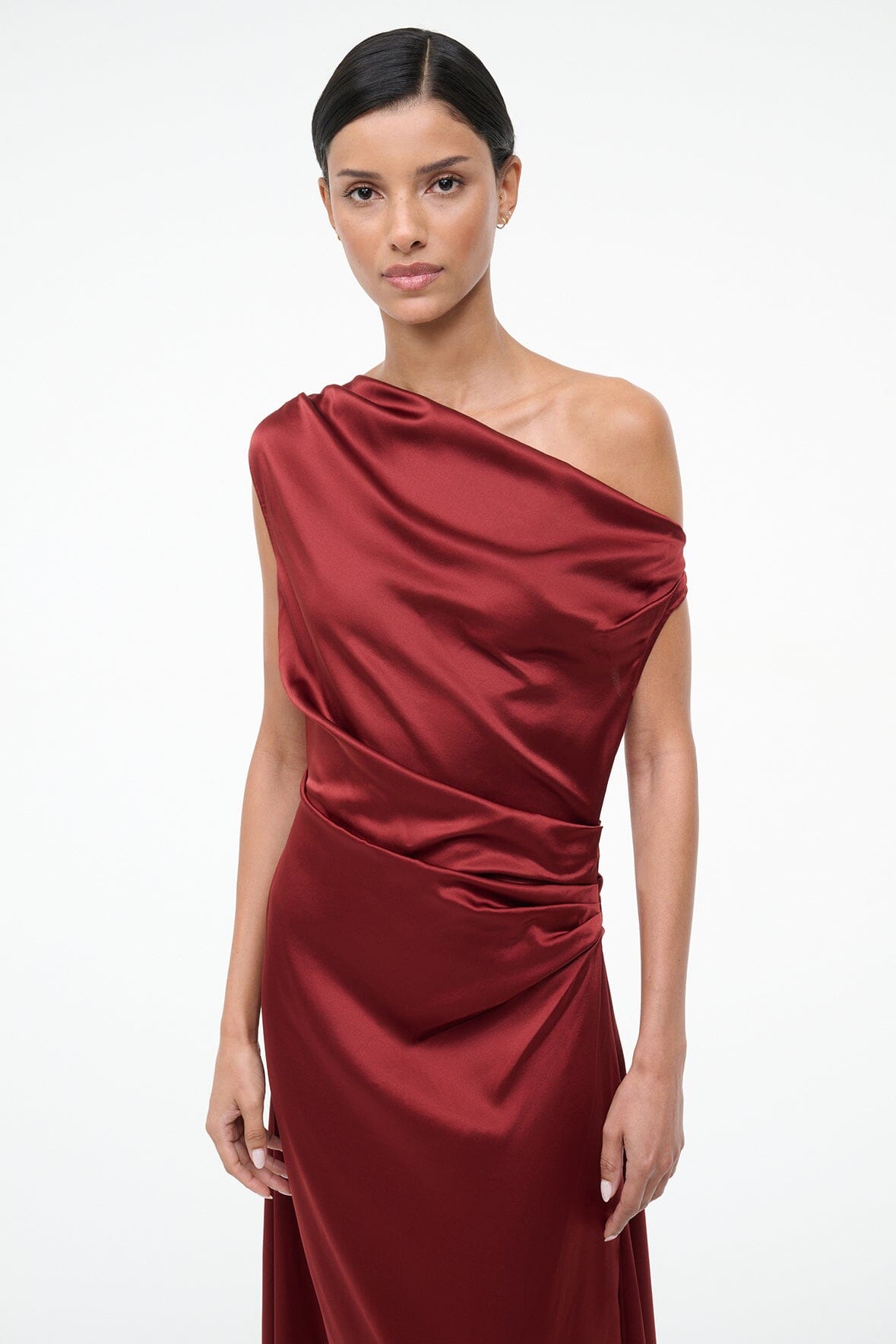 Maxi Phare Silk Dress Sangria | STAUD Premium