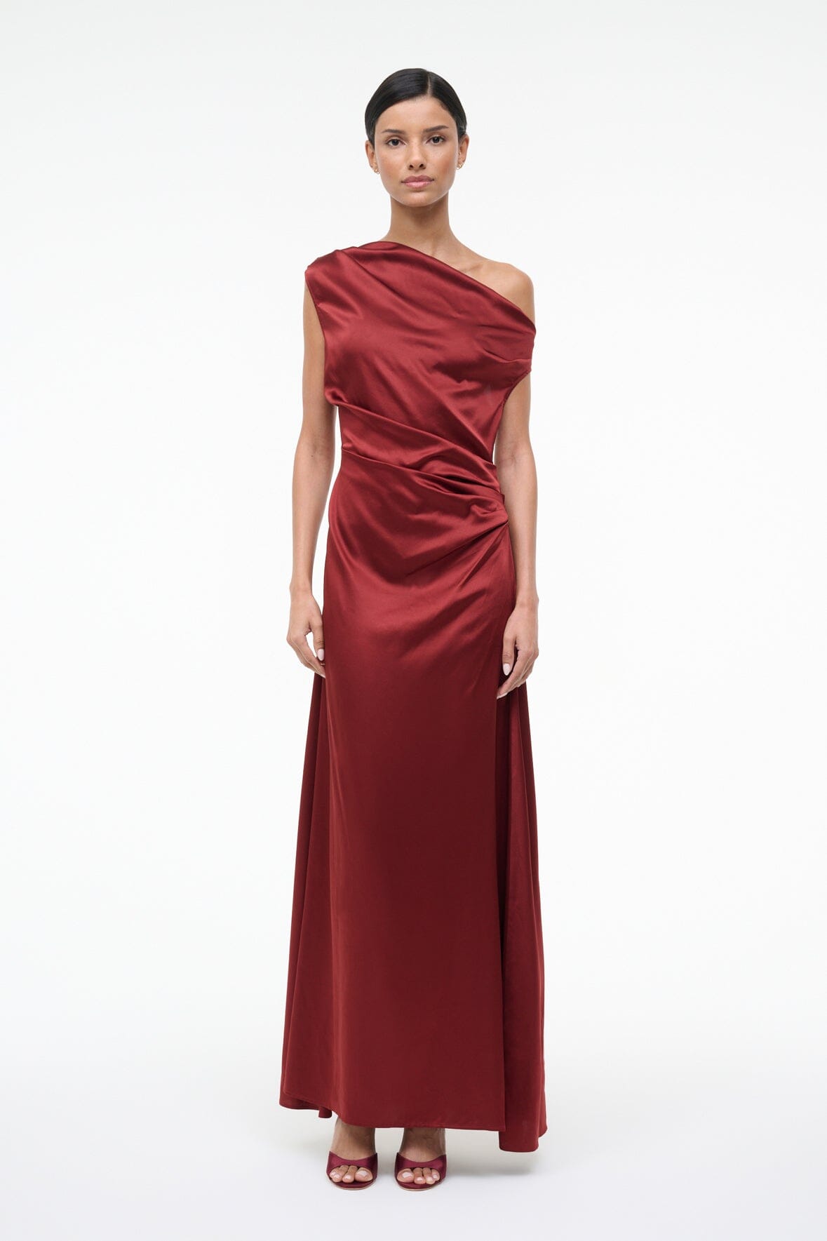 Maxi Phare Silk Dress Sangria | STAUD Premium