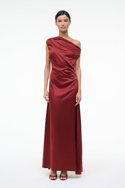 Maxi Phare Silk Dress Sangria | STAUD Premium