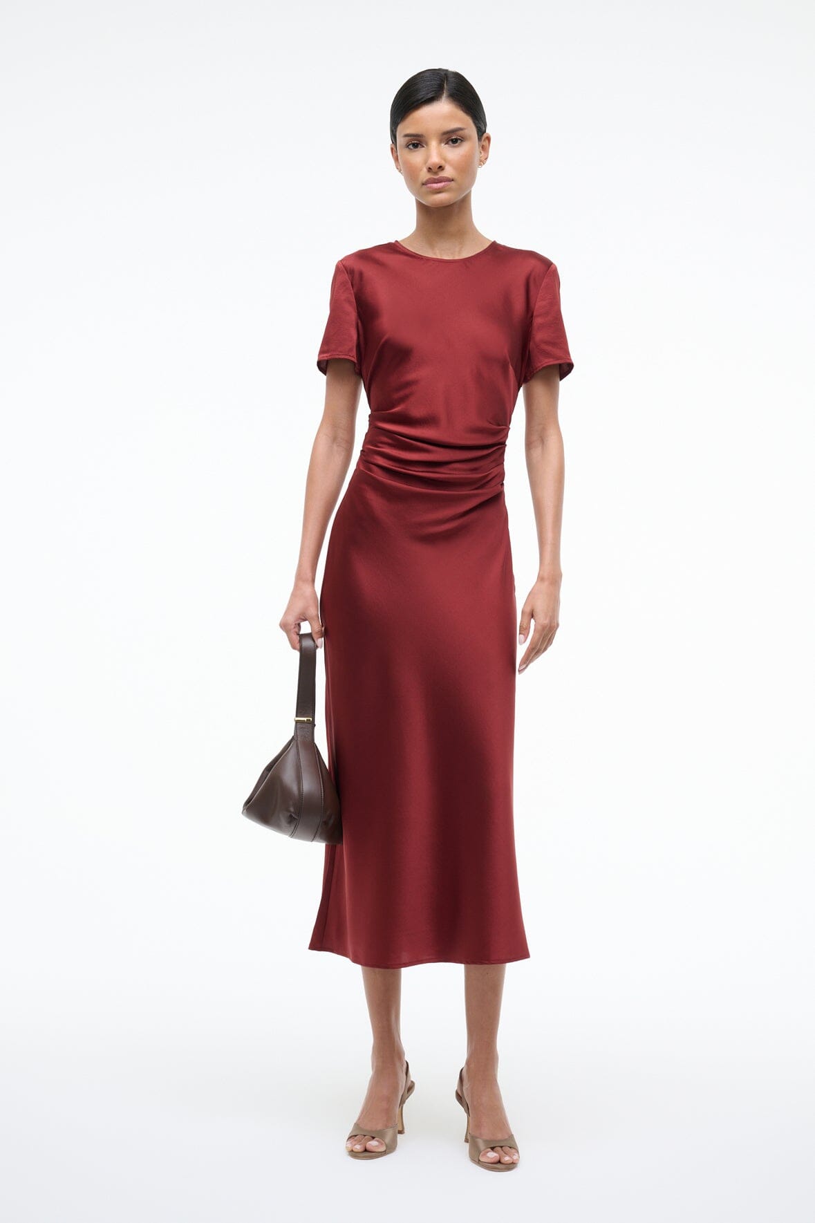 Marcel Silk Dress Sangria | STAUD Smart Buy