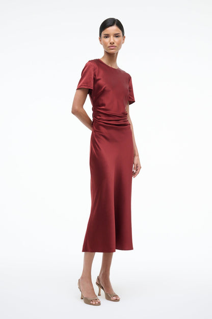 Marcel Silk Dress Sangria | STAUD Smart Buy