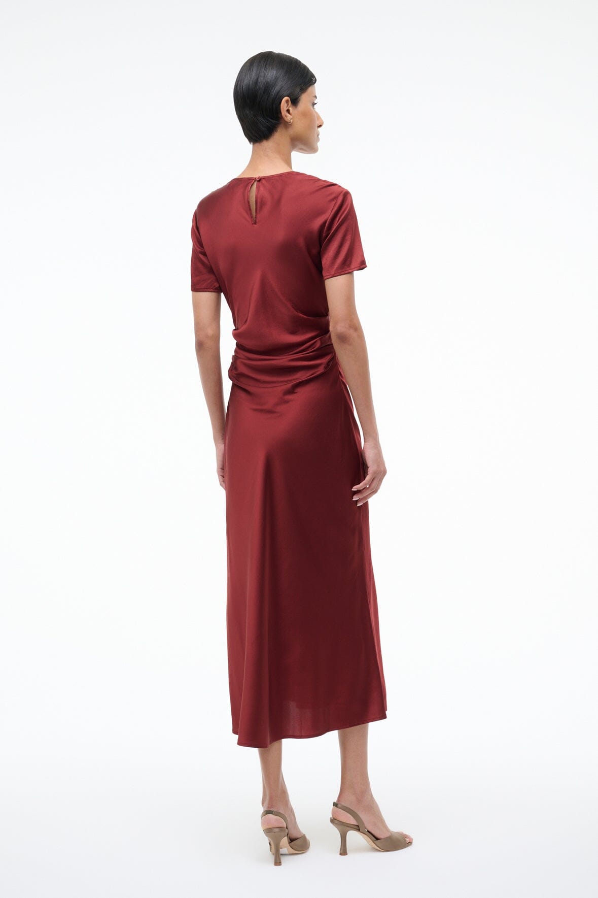 Marcel Silk Dress Sangria | STAUD Smart Buy