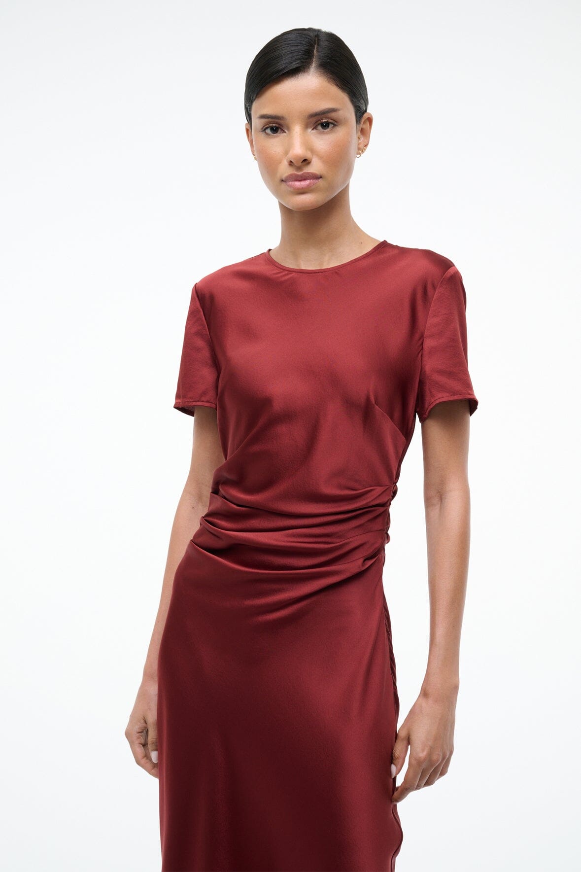 Marcel Silk Dress Sangria | STAUD Smart Buy