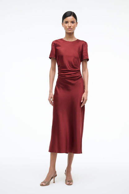 Marcel Silk Dress Sangria | STAUD Smart Buy