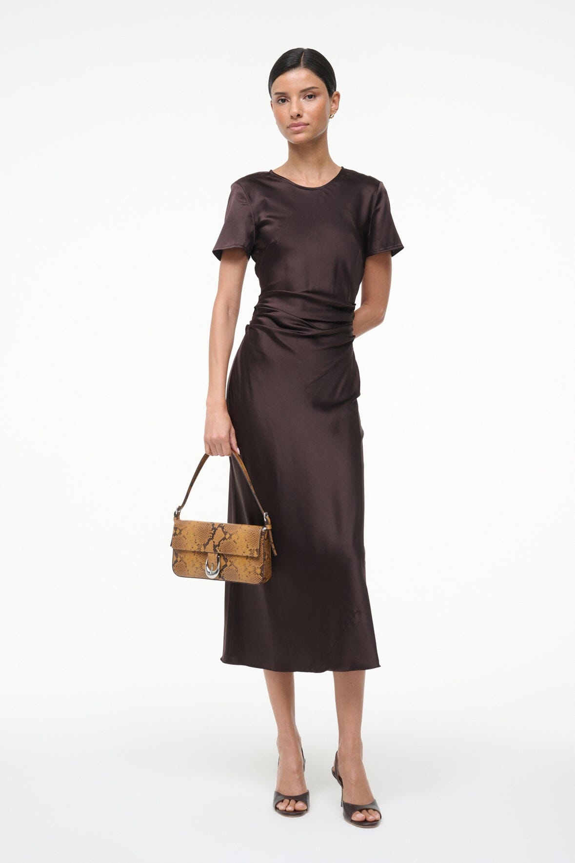 Marcel Silk Dress Earth | STAUD Great Value