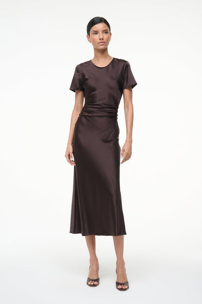 Marcel Silk Dress Earth | STAUD Great Value