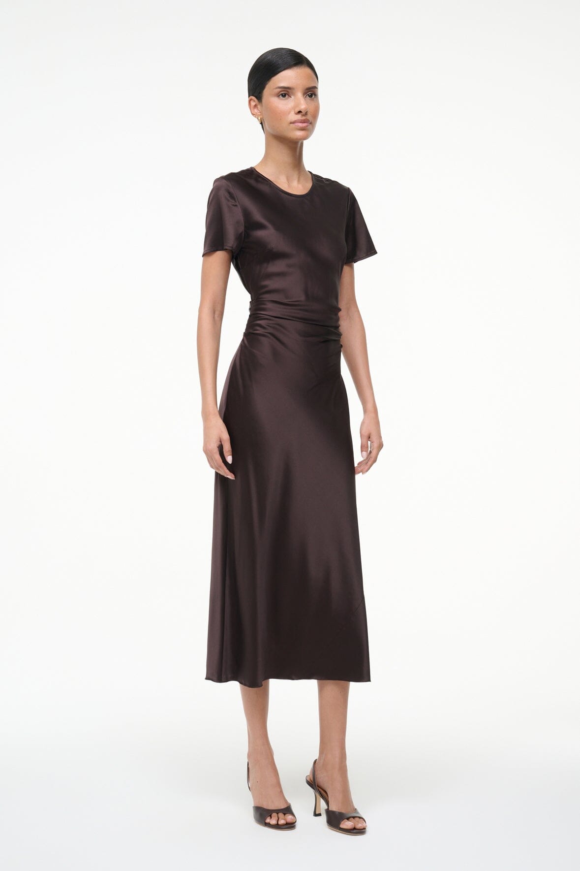 Marcel Silk Dress Earth | STAUD Great Value
