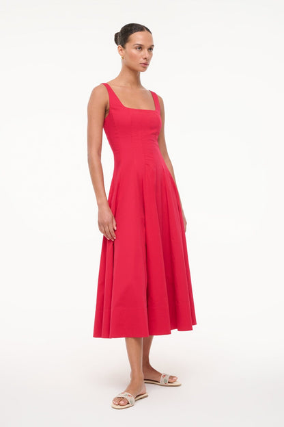 Wells Dress Cherry | STAUD Trusted