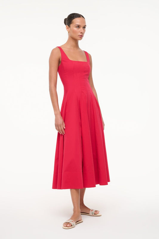 Wells Dress Cherry | STAUD Trusted