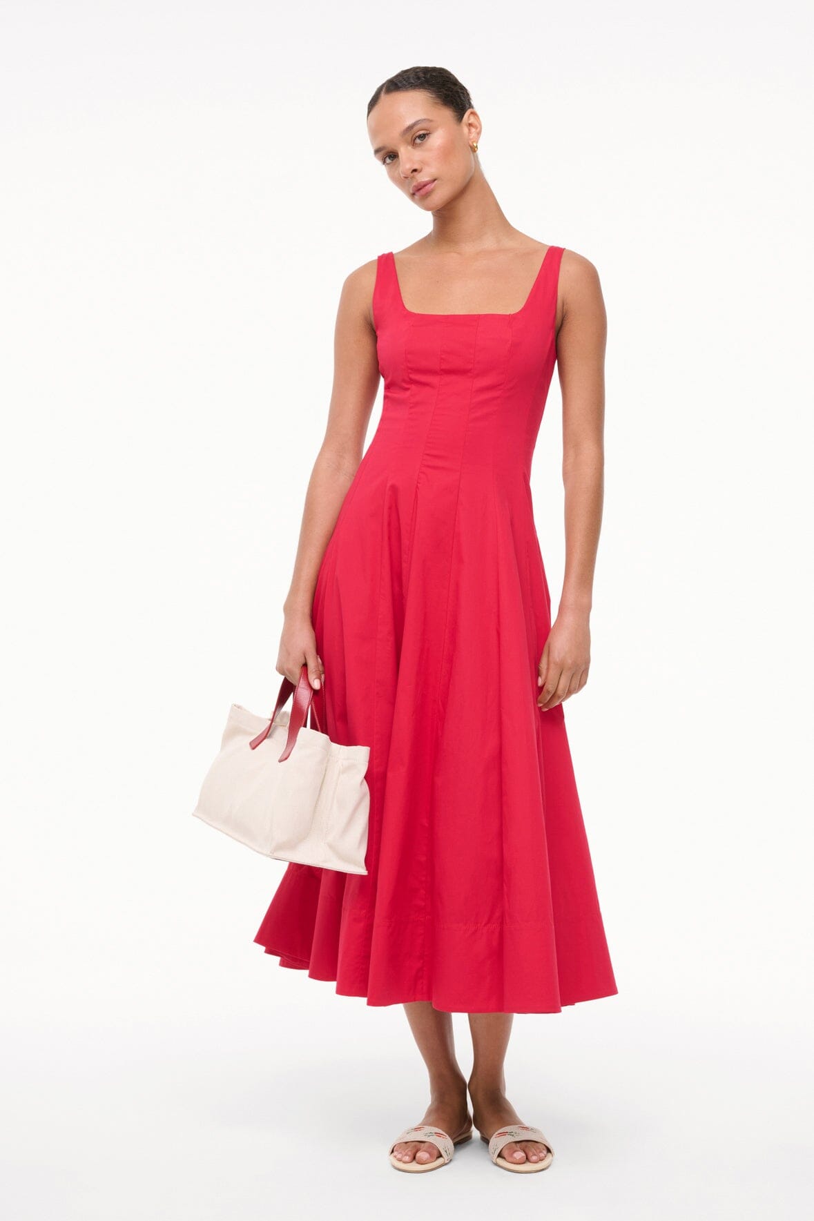 Wells Dress Cherry | STAUD Trusted