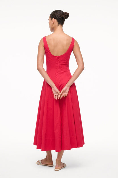 Wells Dress Cherry | STAUD Trusted
