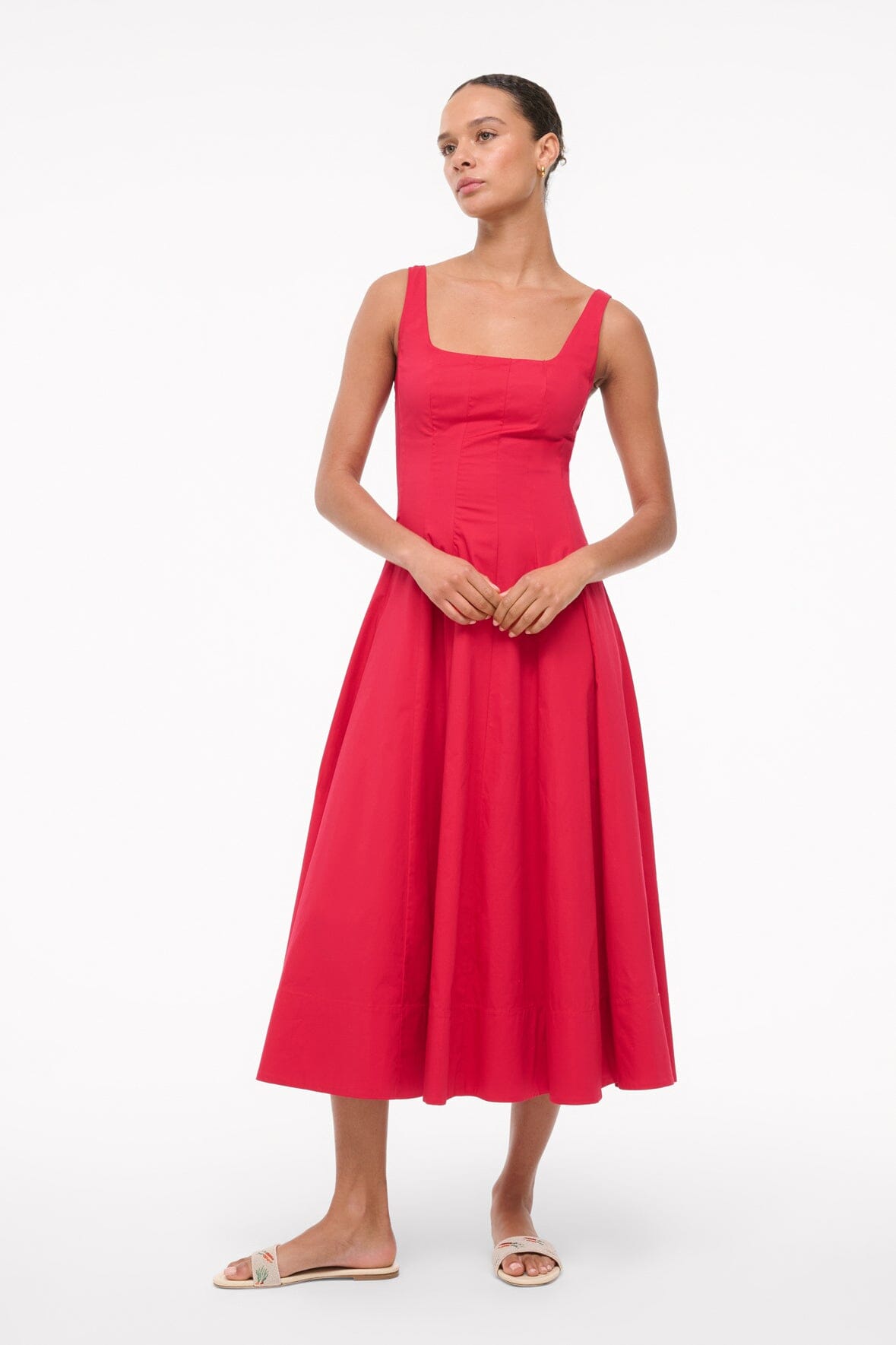 Wells Dress Cherry | STAUD Trusted