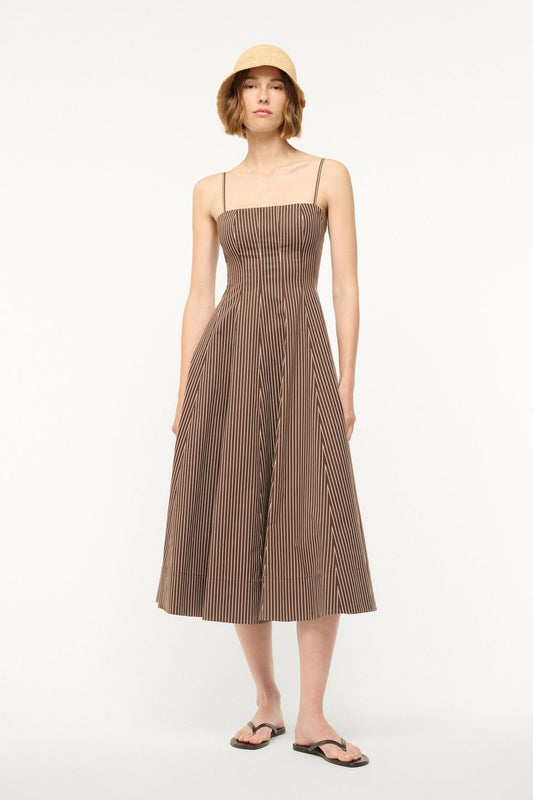 Wylie Dress Dark Oak Micro Stripe | STAUD Customer Favorite
