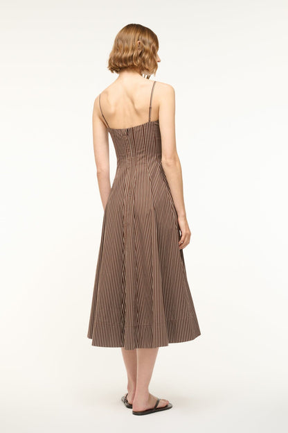 Wylie Dress Dark Oak Micro Stripe | STAUD Customer Favorite