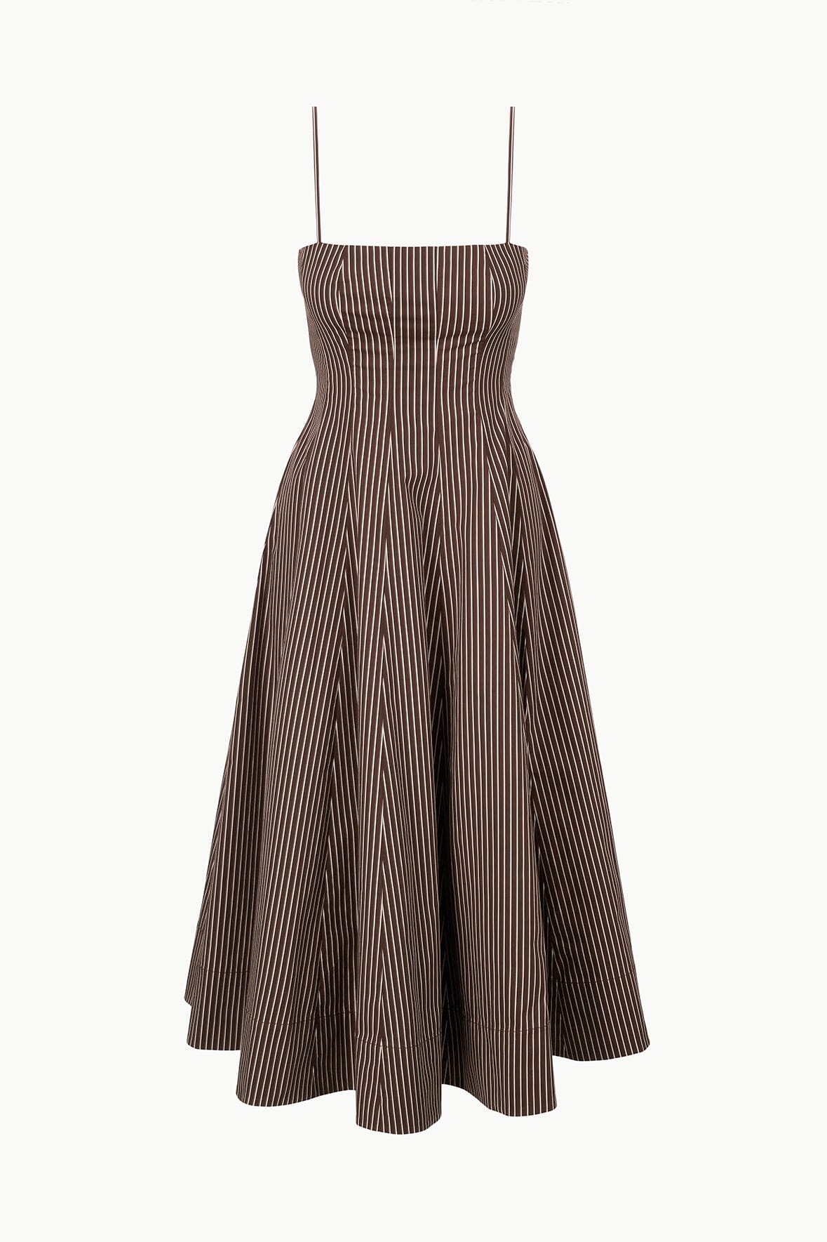Wylie Dress Dark Oak Micro Stripe | STAUD Customer Favorite