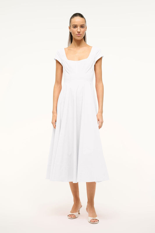 Short Sleeve Wells Dress White | STAUD Trending