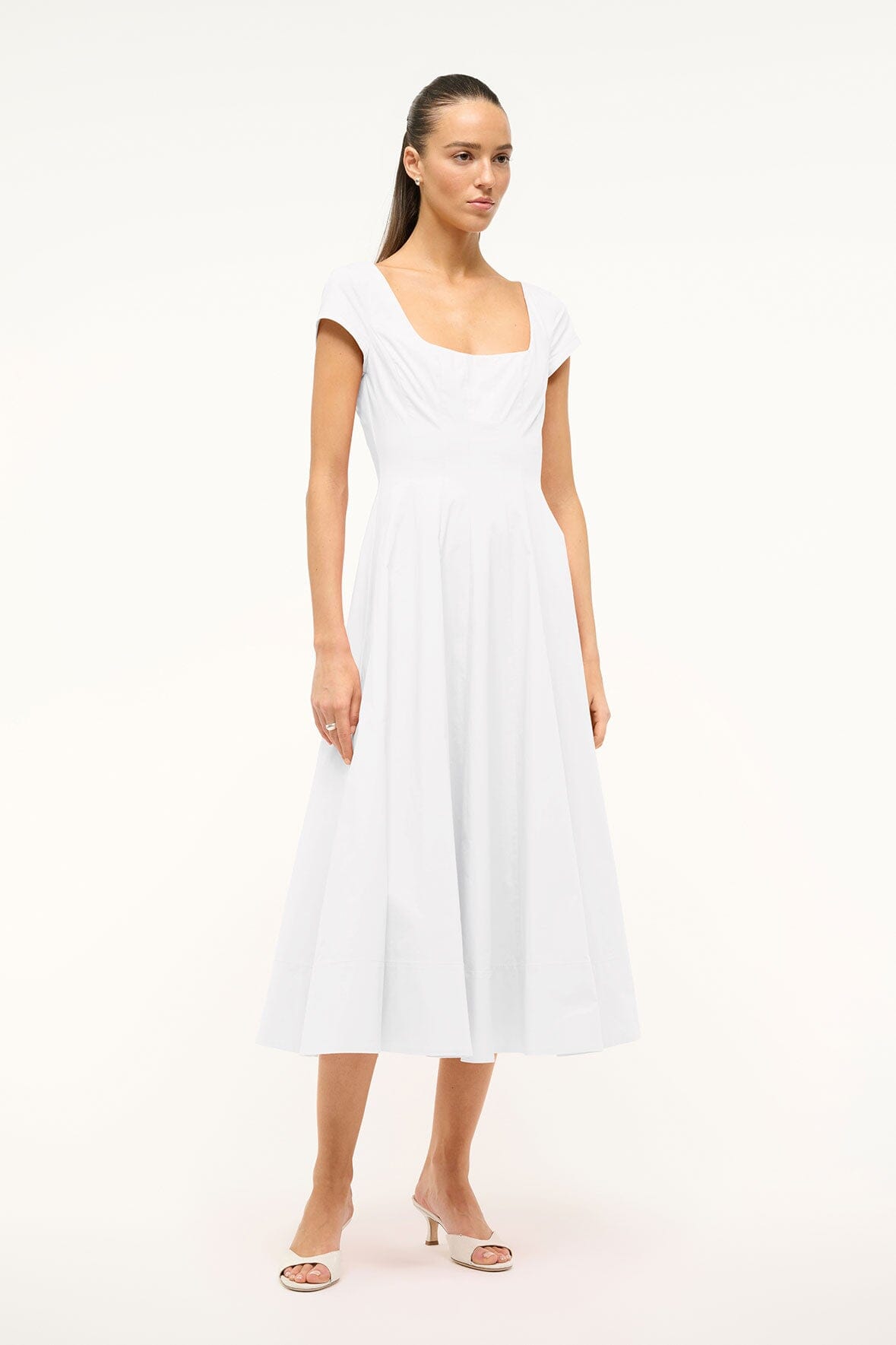 Short Sleeve Wells Dress White | STAUD Trending