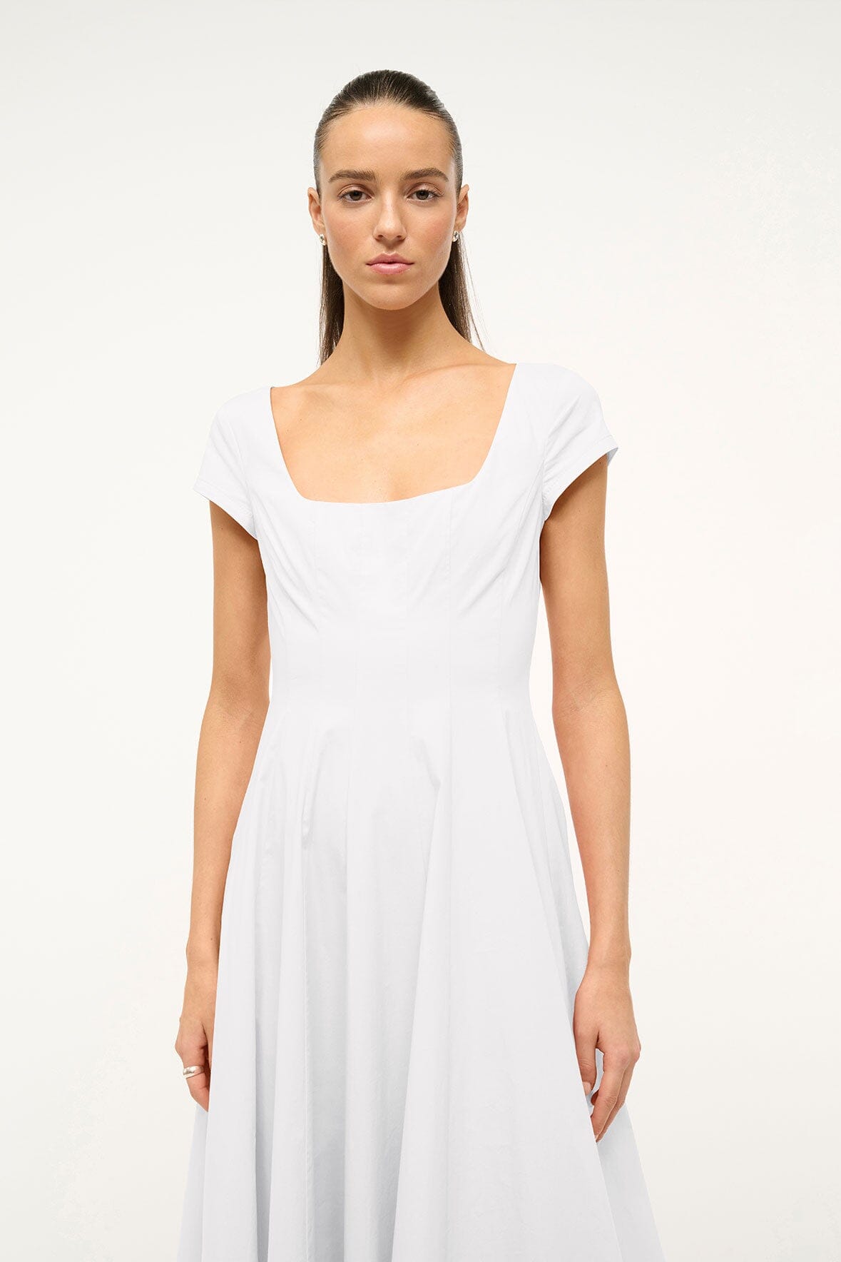 Short Sleeve Wells Dress White | STAUD Trending