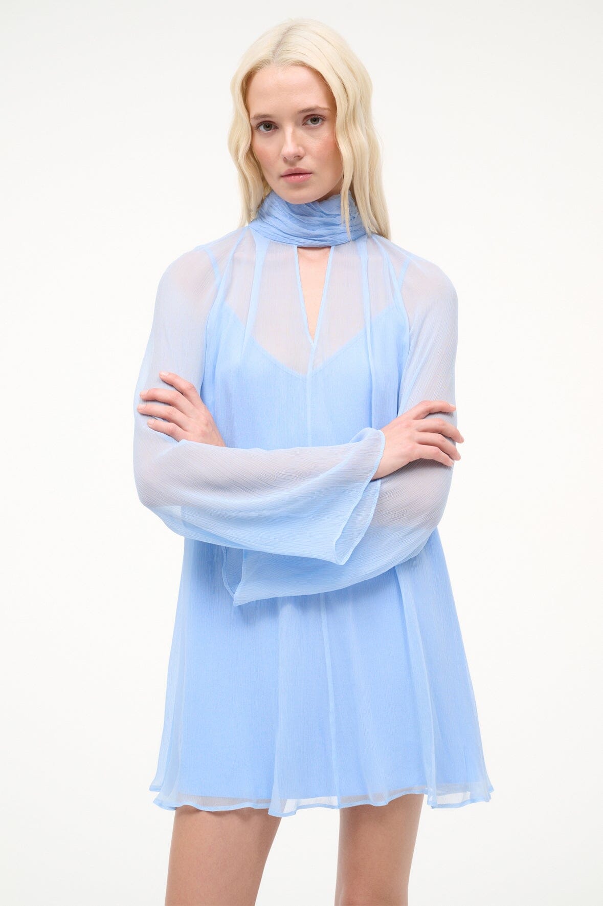 Esther Mini Dress Clear Blue | STAUD New