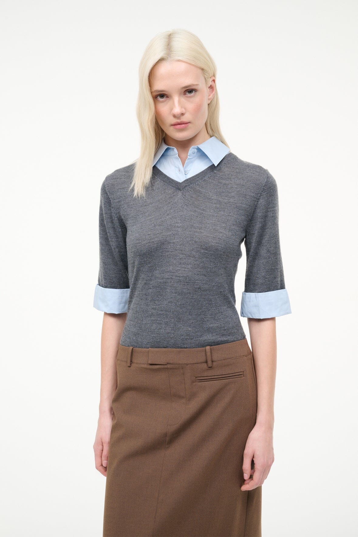 Geo Dress Nutmeg Charcoal | STAUD Recommended