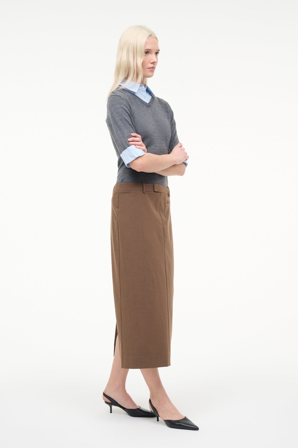 Geo Dress Nutmeg Charcoal | STAUD Recommended