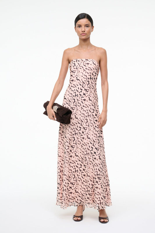 Cassie Silk Dress Almond Black | STAUD Everyday