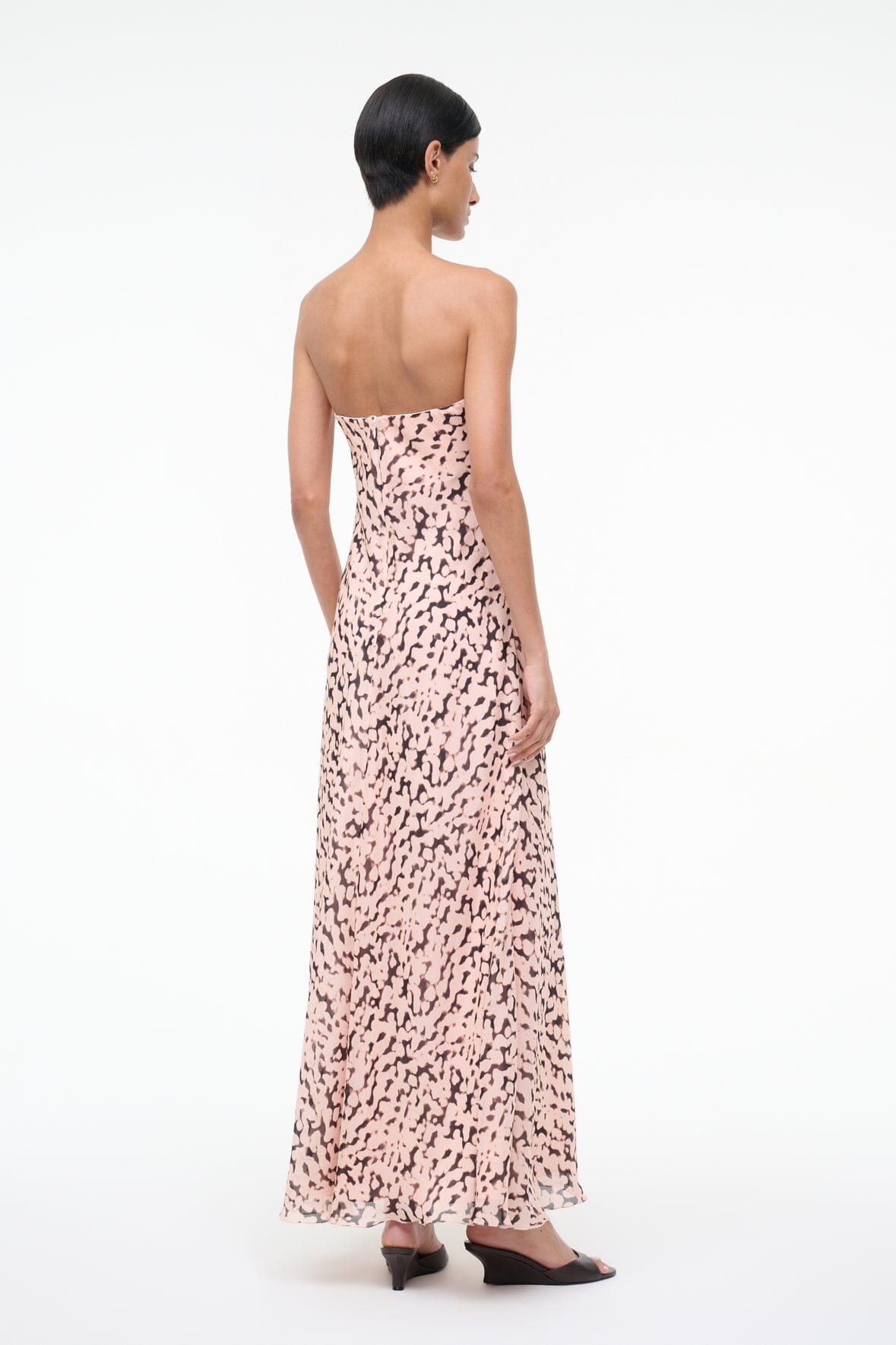 Cassie Silk Dress Almond Black | STAUD Everyday