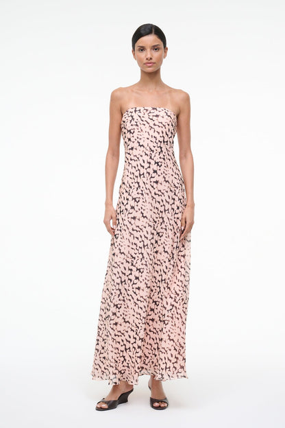 Cassie Silk Dress Almond Black | STAUD Everyday