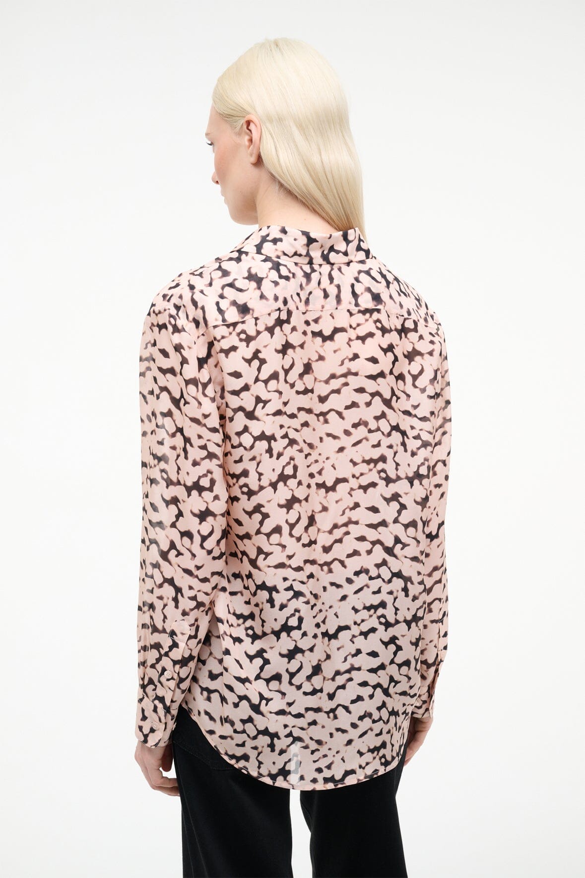 Roxbury Silk Shirt Almond Black | STAUD Latest