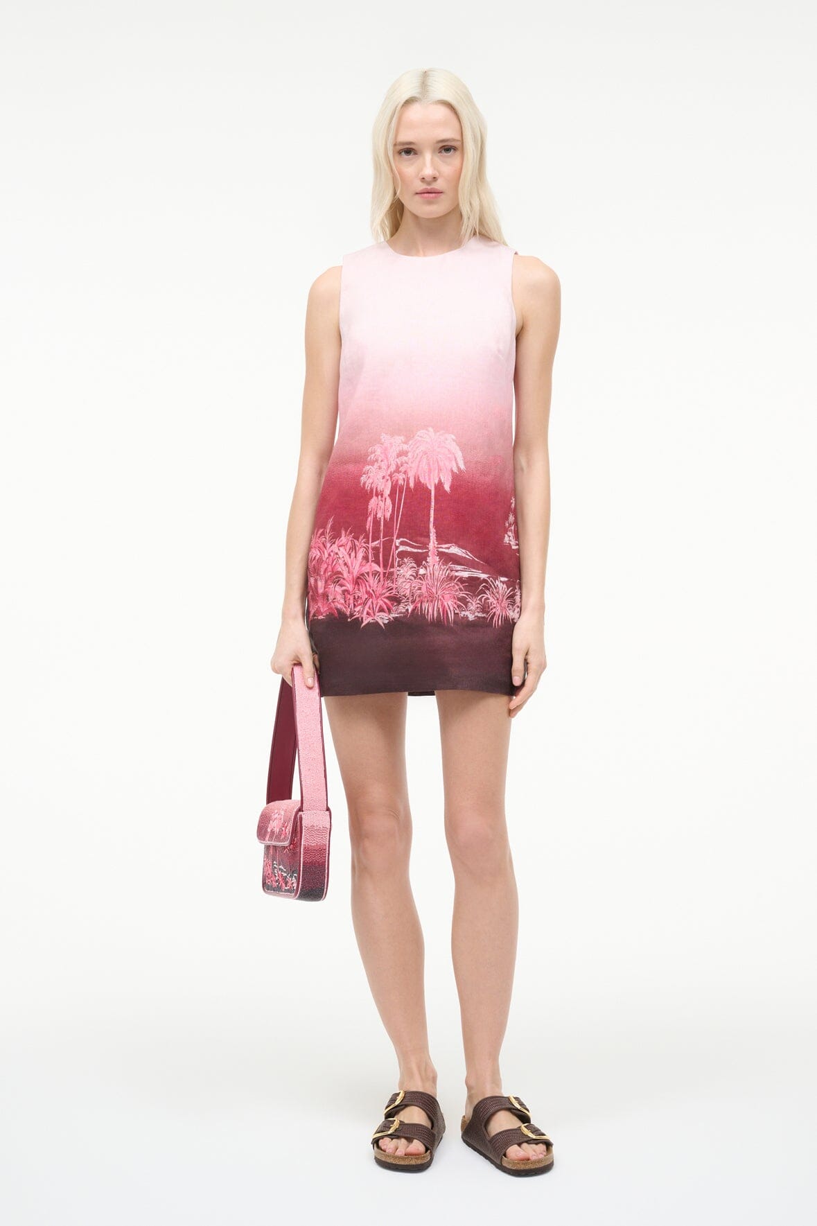 Brea Linen Dress California Clouds | STAUD Trusted