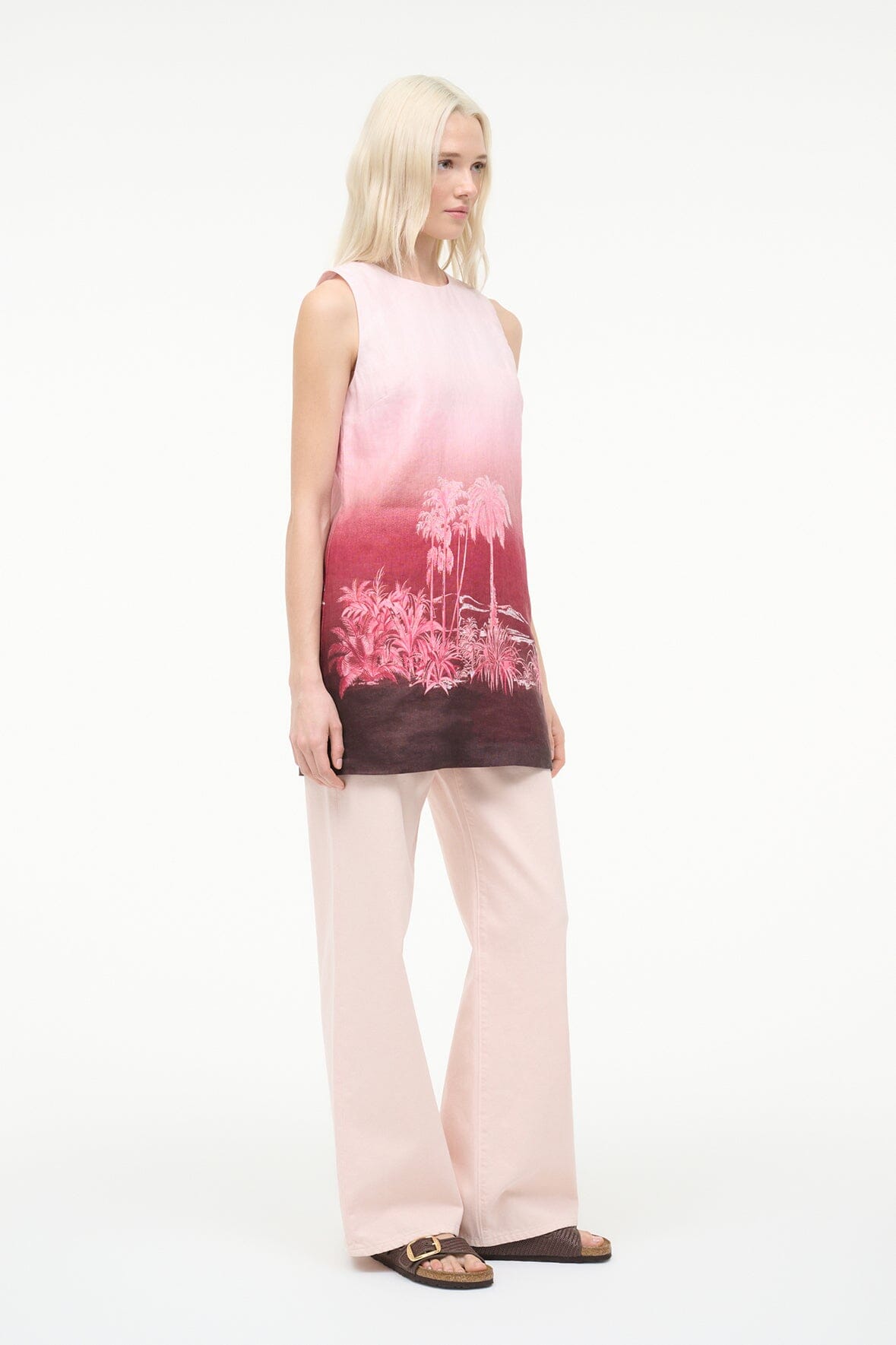 Brea Linen Dress California Clouds | STAUD Trusted
